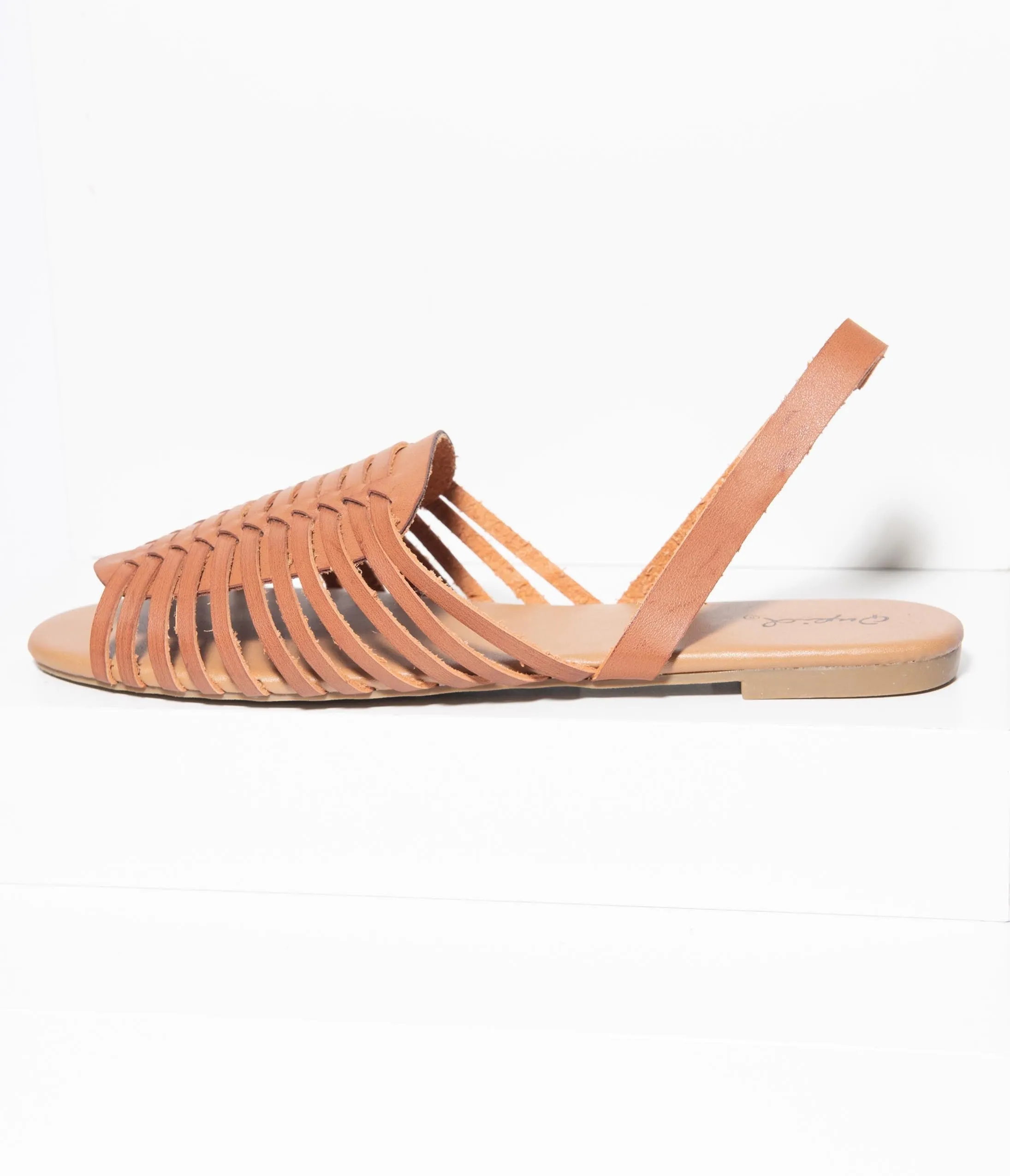 Brown Woven Leather Sandal.