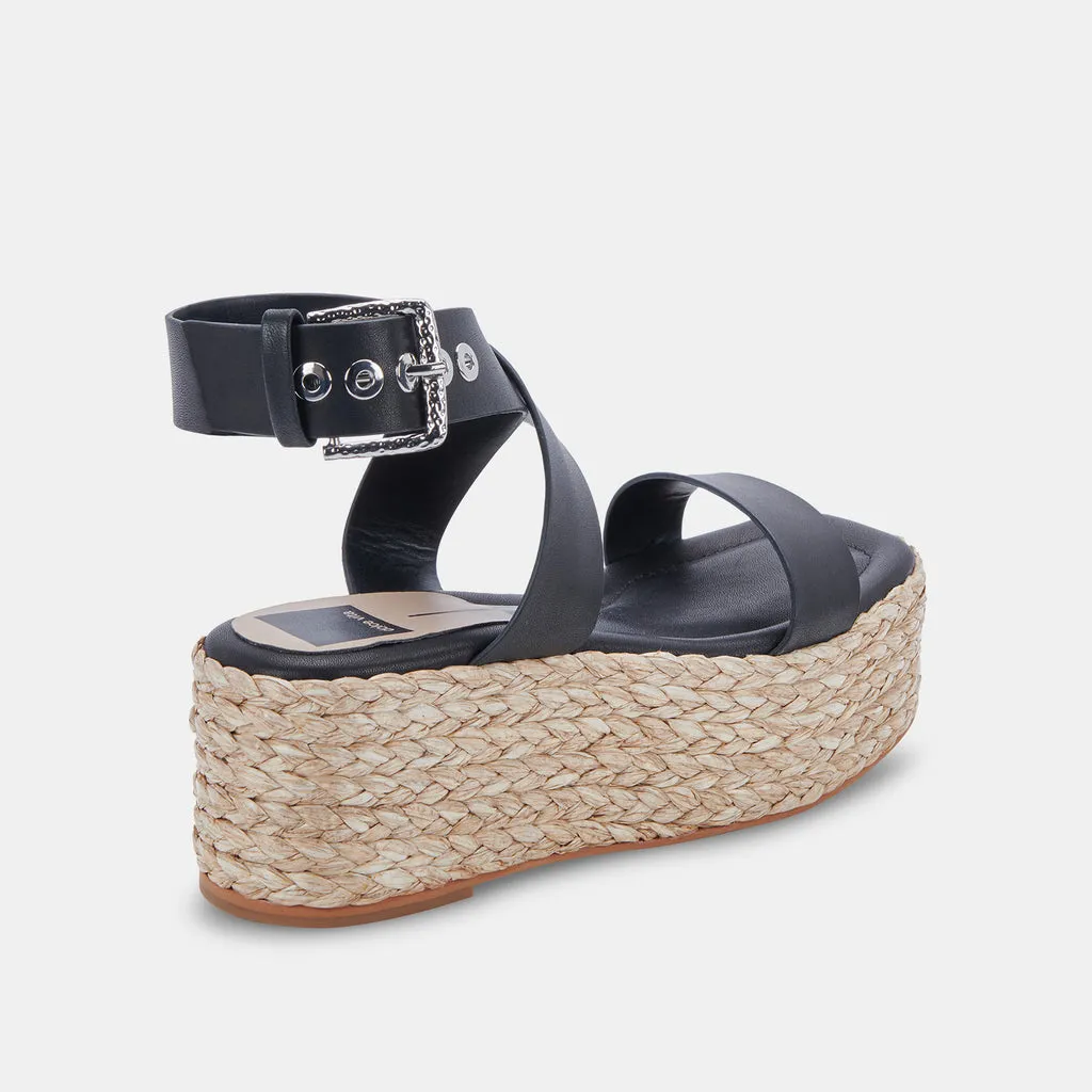 CANNES Platform Sandals Black Leather | Black Leather Platform Sandals– Dolce Vita 6880269140034