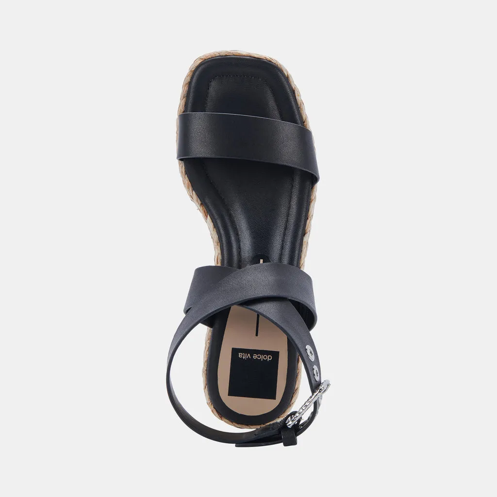 CANNES Platform Sandals Black Leather | Black Leather Platform Sandals– Dolce Vita 6880269140034