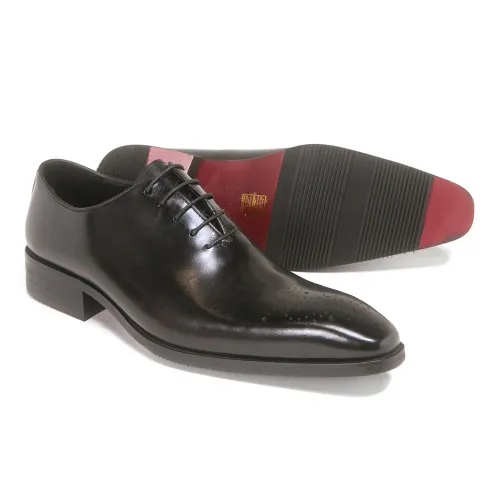 Carrucci Black Calfskin Leather Toned Oxfords