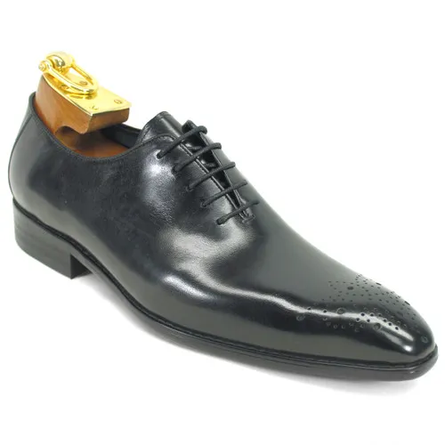 Carrucci Black Calfskin Leather Toned Oxfords