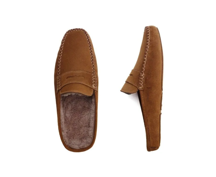 Chamois Suede Wool Lining Mules slippers