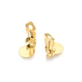 Clip-On Earring Findings, 304 Stainless Steel, With Round Flat Pad, Golden, Fits 10mm