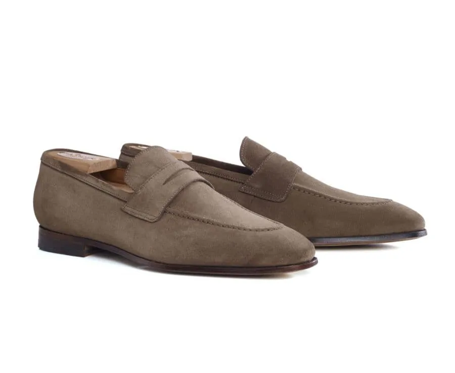 Cognac Suede penny loafers - BRIONE