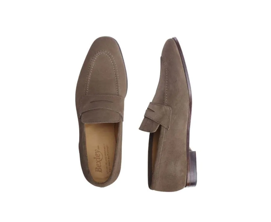 Cognac Suede penny loafers - BRIONE