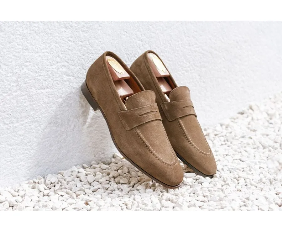 Cognac Suede penny loafers - BRIONE