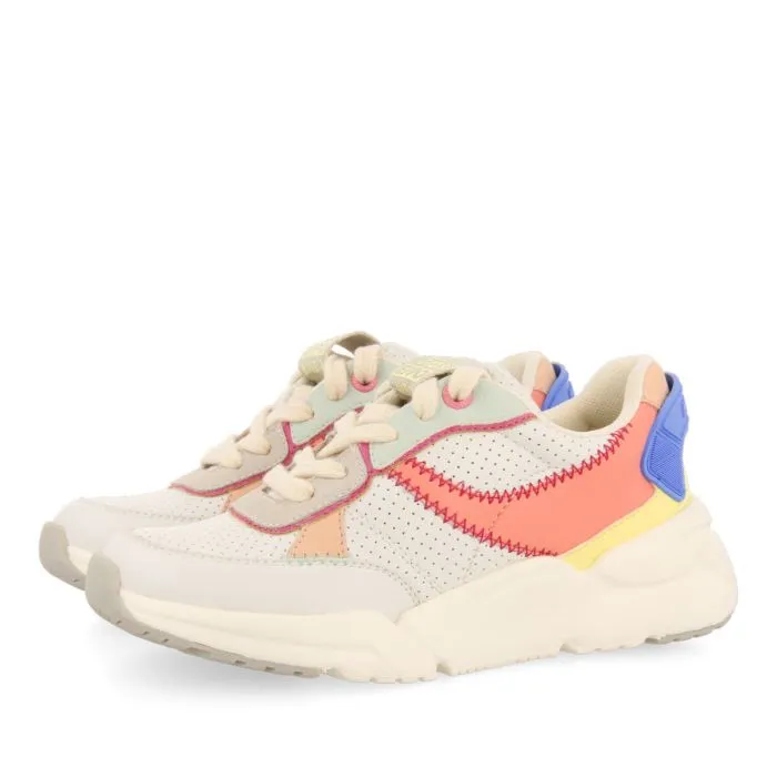 Courgent girls white sneakers with multicoloured details