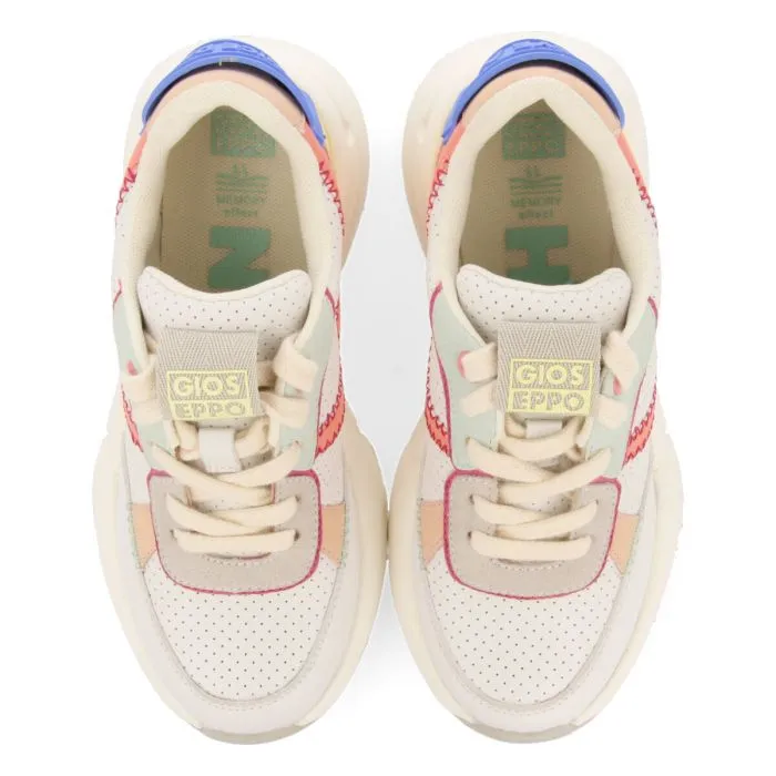 Courgent girls white sneakers with multicoloured details