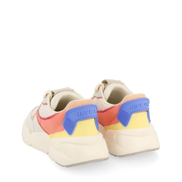 Courgent girls white sneakers with multicoloured details