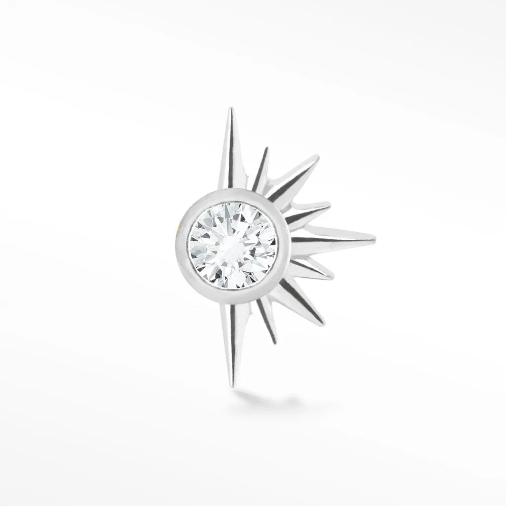 Demi Urchin 18k White Gold Diamond Flat Back Threadless Stud Earrings