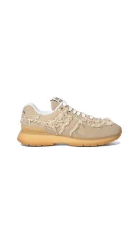 Distressed Denim Sneakers - Beige Colonial