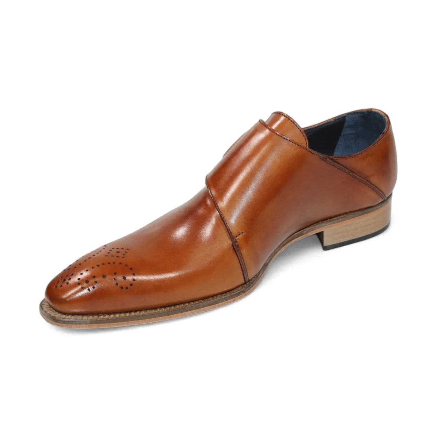 Duca Vergato Men's Shoes Brandy Calf-Skin Leather Monkstraps Oxfords (D1121)