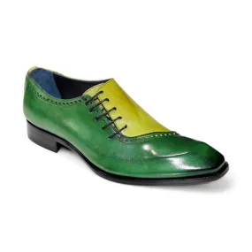 Duca Veroli Men's Shoes Green/Olive Calf-Skin Leather Oxfords (D1136)