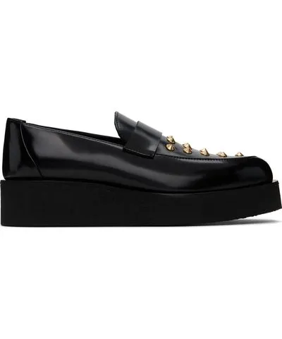 Ernest W. Baker Black & Gold Creeper Studded Loafers