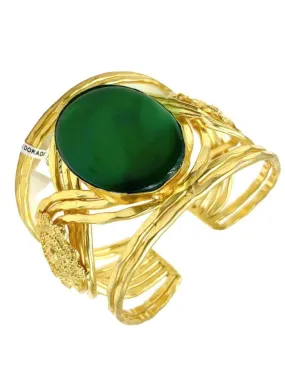 ESPECTACULAR BRAZALETE DORADO Y VERDE JADE