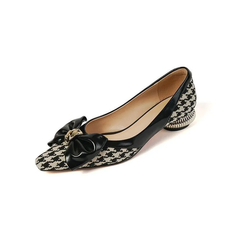 Fabric Pumps Square Low Heels Women's Shoes QB215