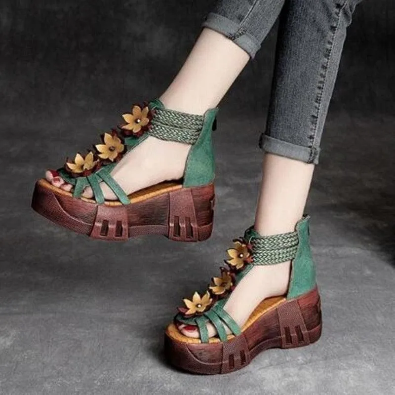 Floral Wedge Sandals