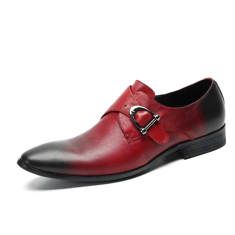 Genuine Leather Pointed Toe Slip On Shoes for Men