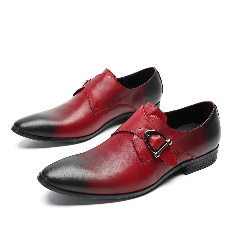 Genuine Leather Pointed Toe Slip On Shoes for Men