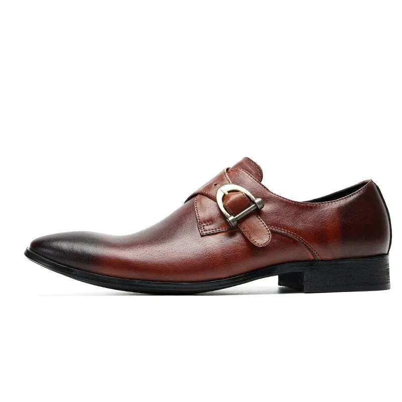 Genuine Leather Pointed Toe Slip On Shoes for Men