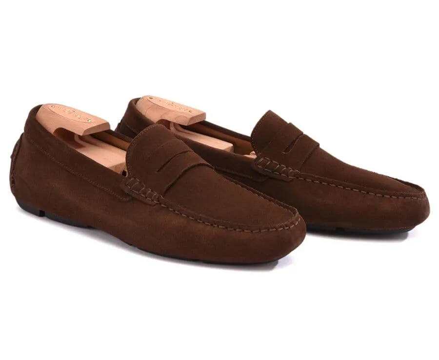 Havana Suede Men's Driving Moccasins - SEACREST II