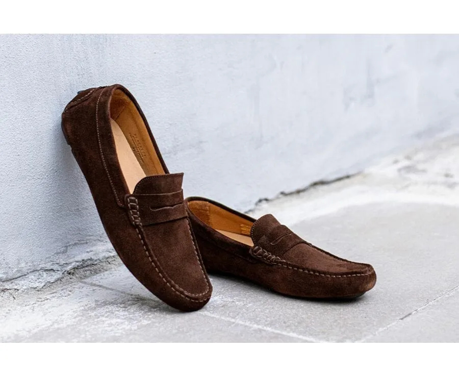 Havana Suede Men's Driving Moccasins - SEACREST II