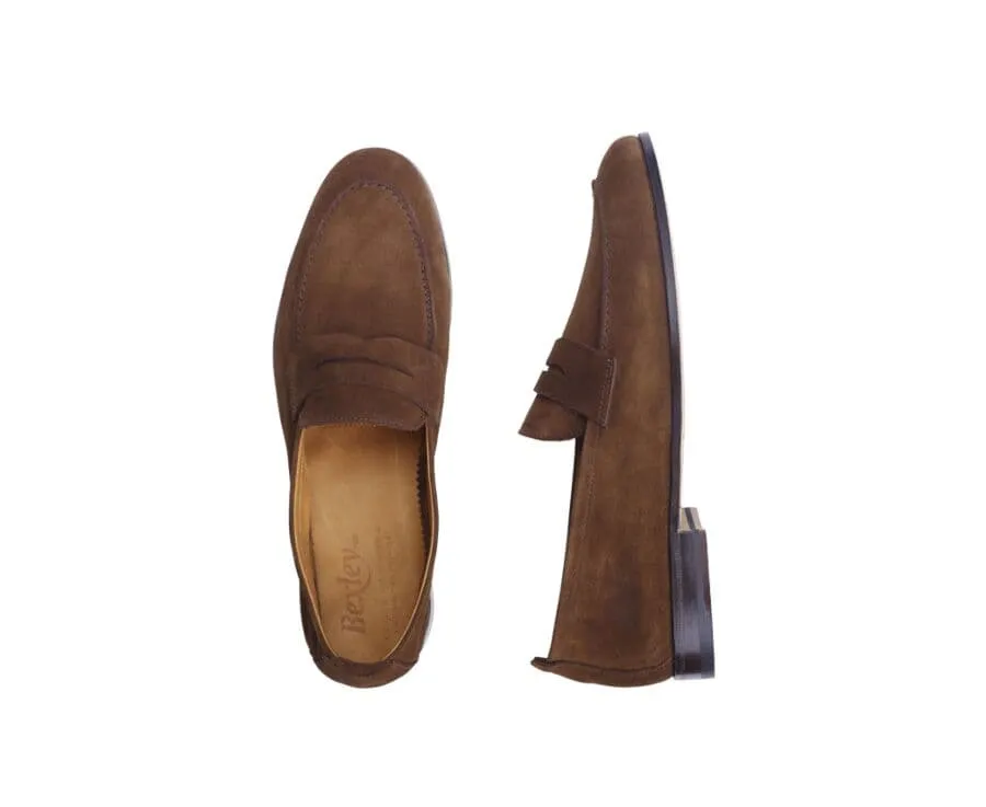 Havana Suede Men's penny loafers - CEVIO