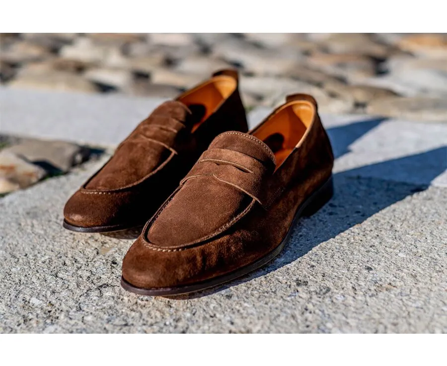 Havana Suede Men's penny loafers - CEVIO