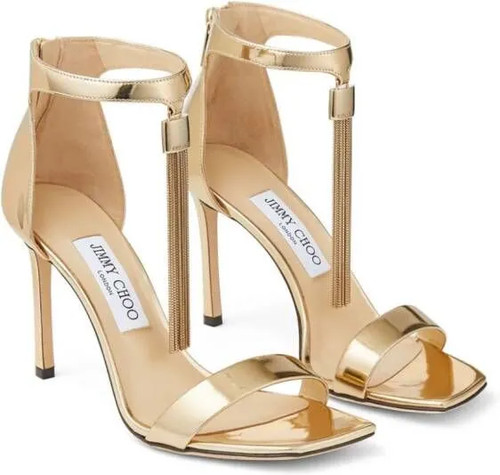 Jimmy Choo Vinca 95mm patent-leather sandals Gold