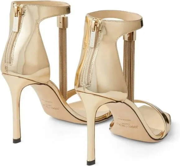 Jimmy Choo Vinca 95mm patent-leather sandals Gold