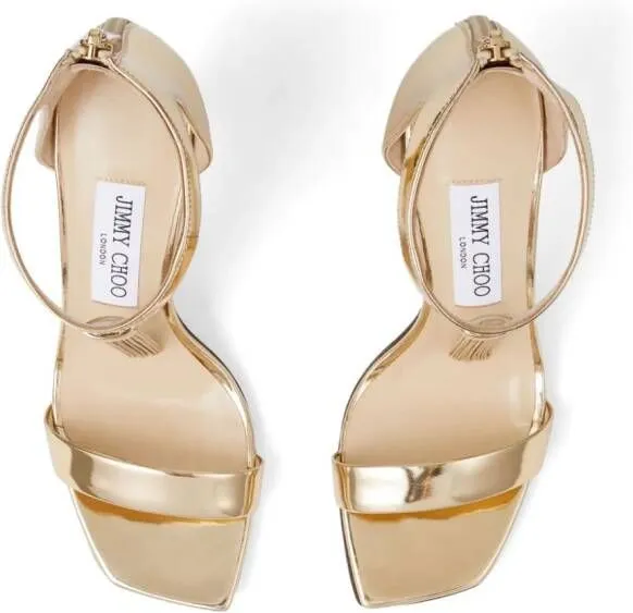 Jimmy Choo Vinca 95mm patent-leather sandals Gold