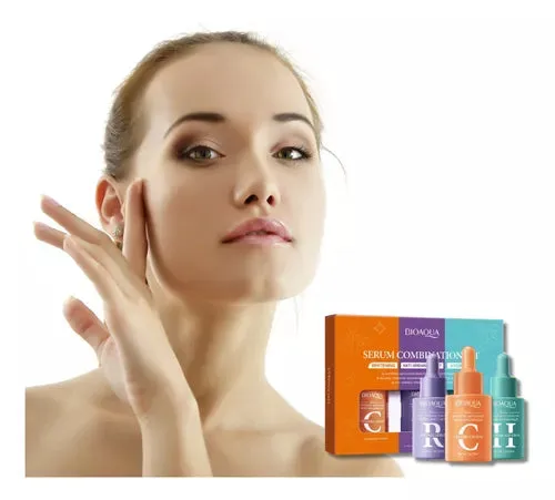 Kit x 3 de Sérums/Sueros Faciales: Retinol, Vitamina C y cido Hialurónico - BIOAQUA