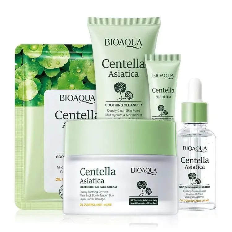 Kit x 5 Rutina Facial Centella Asiática | Tratamiento Para Arruguas y Anti-Edad - BIOAQUA