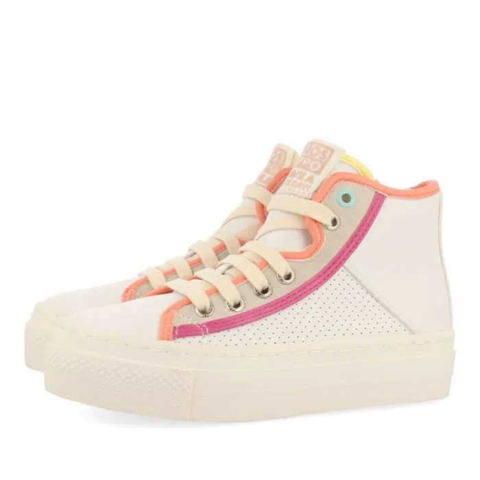 Lajinha girls white boot sneakers with colourful details