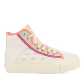 Lajinha girls white boot sneakers with colourful details