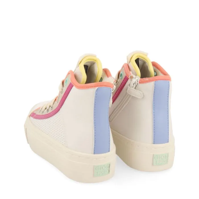 Lajinha girls white boot sneakers with colourful details