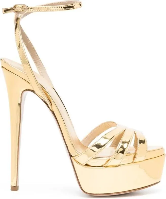 Le Silla Lola 140mm leather platform sandals Gold