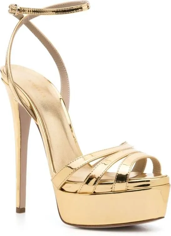 Le Silla Lola 140mm leather platform sandals Gold