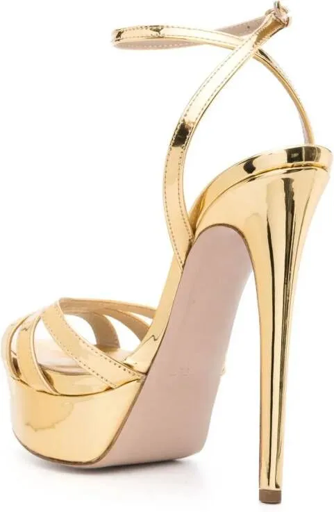 Le Silla Lola 140mm leather platform sandals Gold