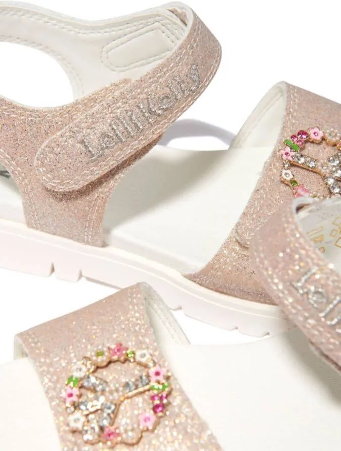 Lelli Kelly charm-embellished glitter sandals Pink