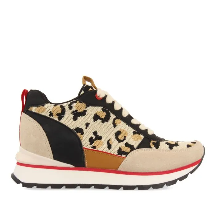 LEOPARD PRINT SNEAKERS WITH INTERNAL WEDGE FOR WOMEN VERYAN