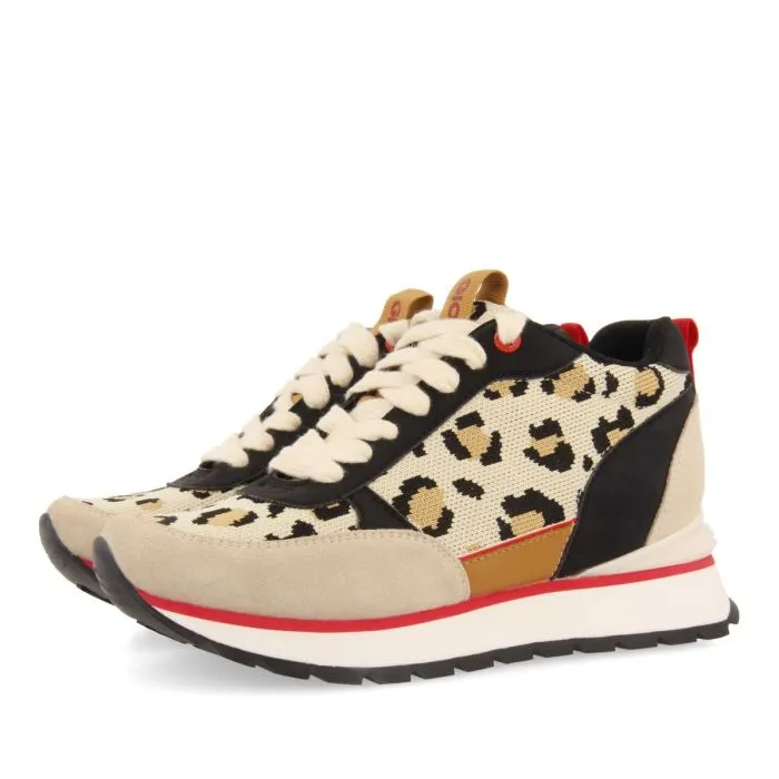 LEOPARD PRINT SNEAKERS WITH INTERNAL WEDGE FOR WOMEN VERYAN