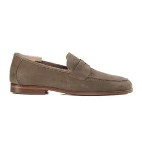 Light Taupe Suede Men's penny loafers - DERVIO