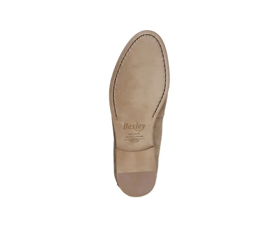 Light Taupe Suede Men's penny loafers - DERVIO