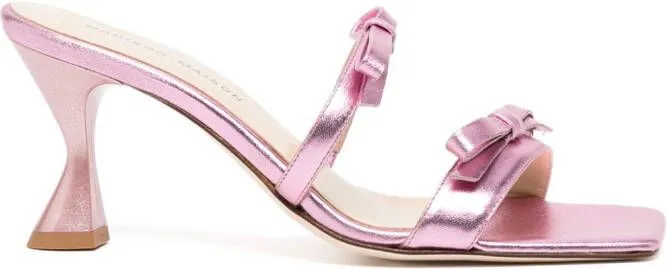 Madison.Maison 80mm metallic bow-detail sandals Pink