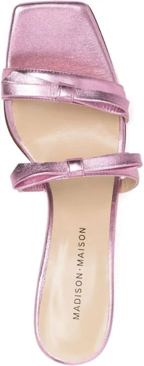 Madison.Maison 80mm metallic bow-detail sandals Pink