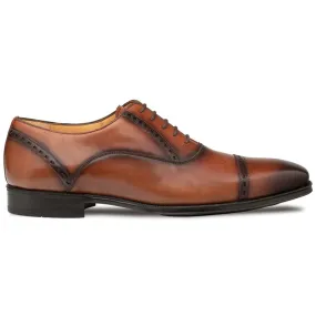 Mezlan Amaro Leather Captoe Rubber Oxfords Dark Cognac (20817)