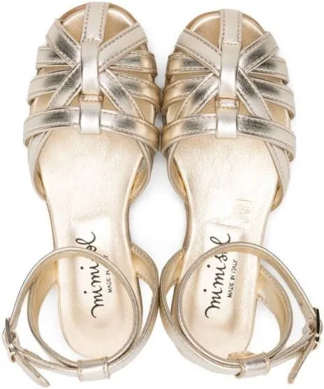 Mi Sol caged round-toe sandals Gold