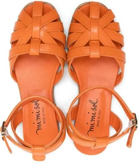 Mi Sol caged round-toe sandals Orange