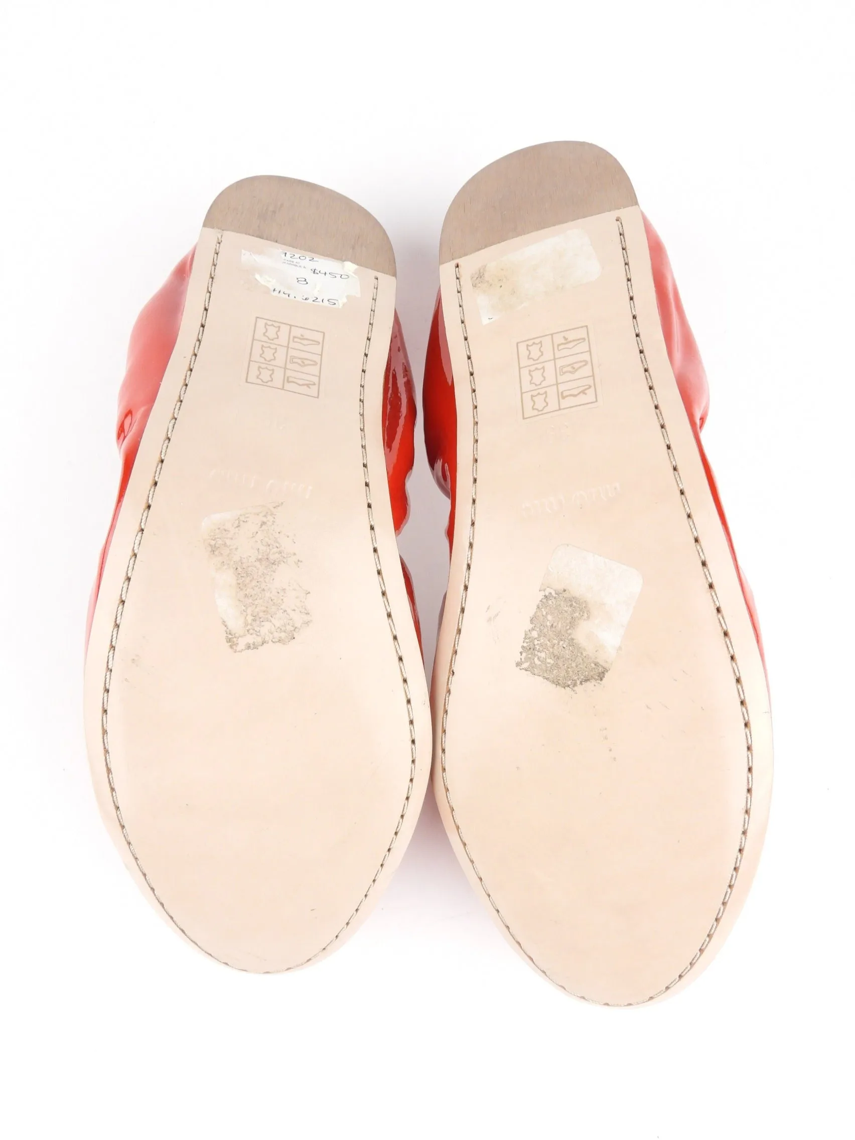 Miu Miu Red Patent Bow Ballerina Flats - Size 39